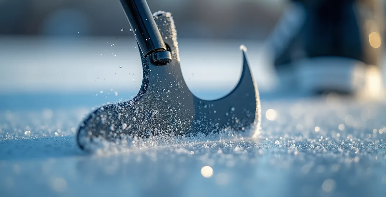 Gros plan sur des patins glissant sur une surface synthétique
