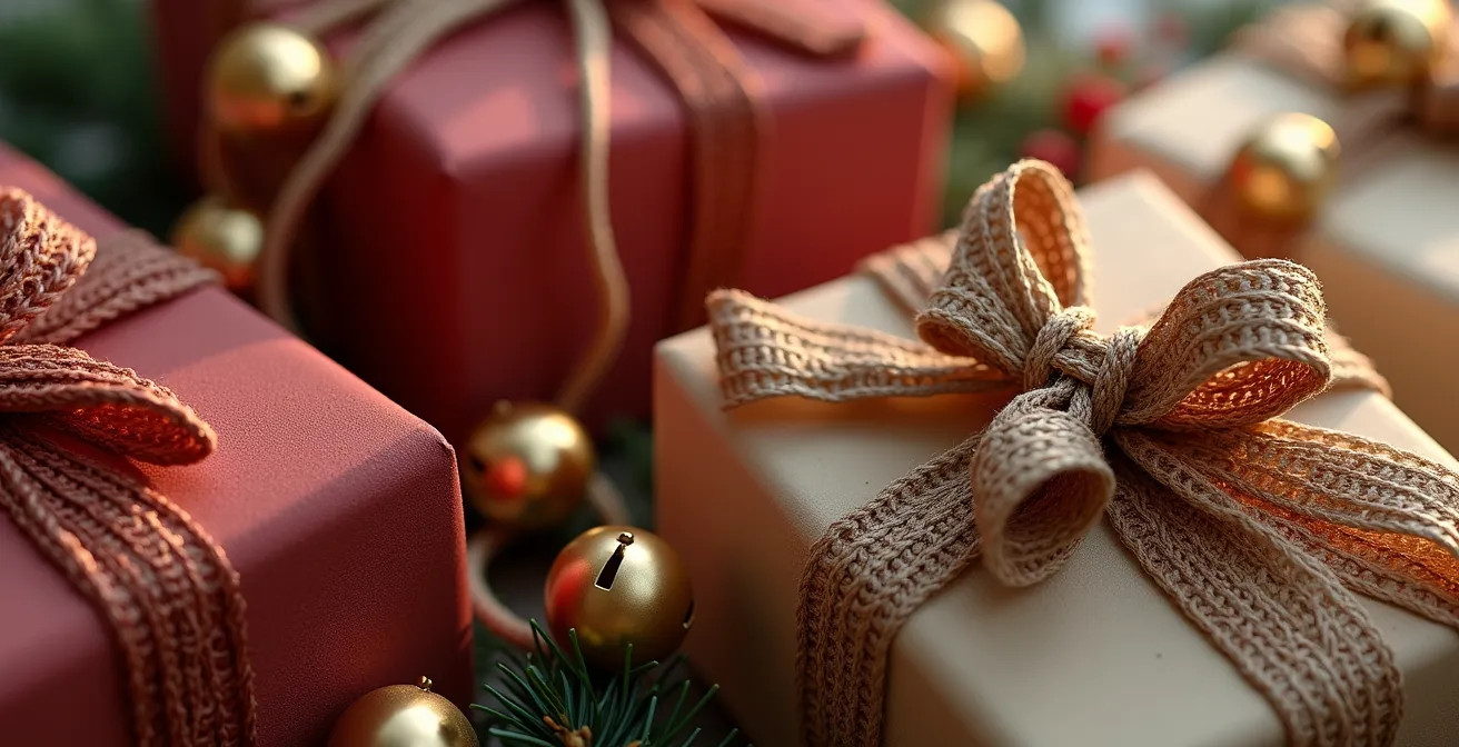 Gros plan sur différents types de rubans et nœuds décoratifs pour emballages cadeaux