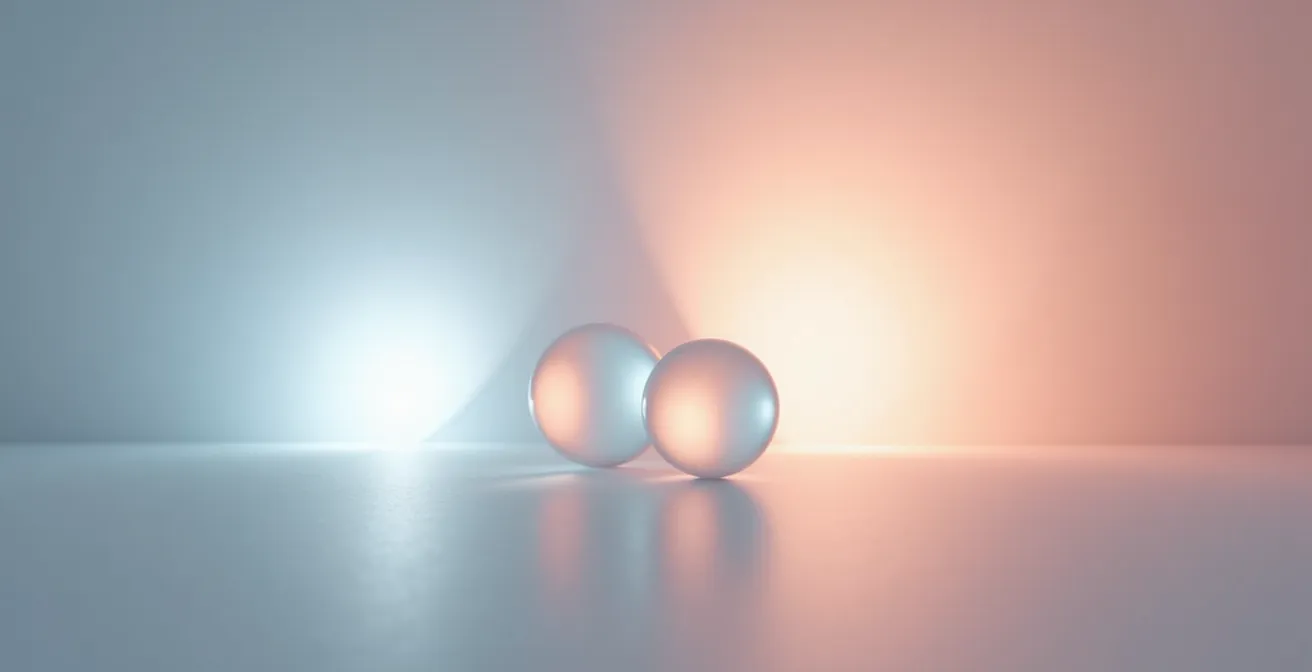 Balance symbolique entre éclat lumineux soudain et lueur chaleureuse constante